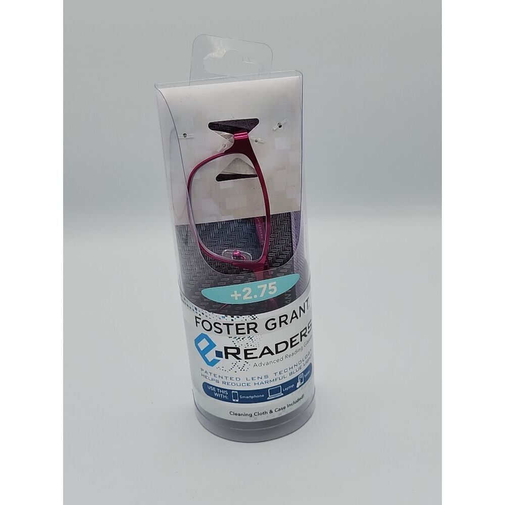 NEW + 2.75 Foster Grant E-Readers Reading Glasses Blue Light Hot Pink